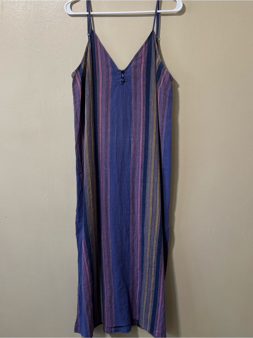 Ripcurl cotton/linen purple and pink striped maxi dress